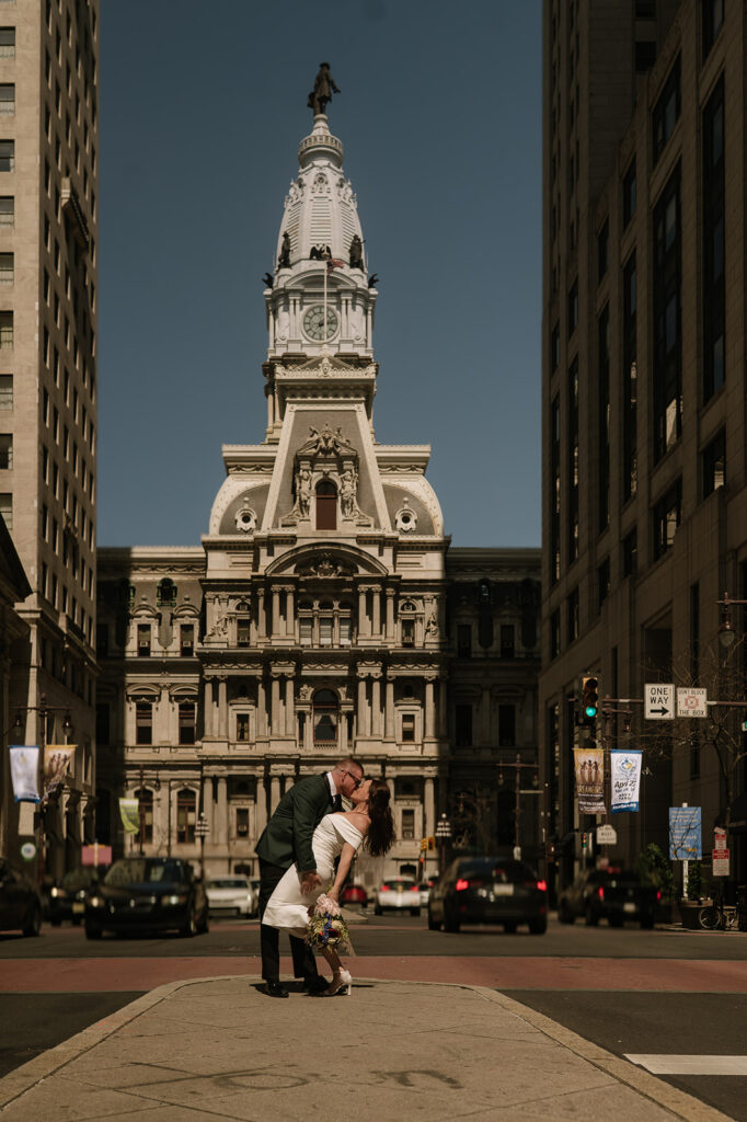 Bride and grooms downtown Philadelphia elopement photos