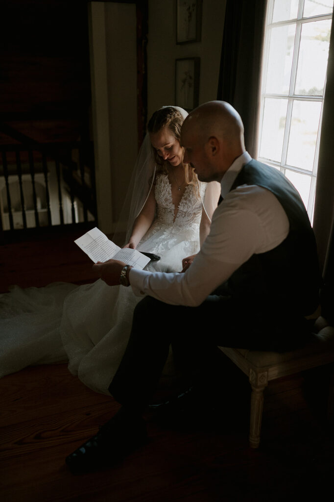 Bride and groom sharing private vows to one another - storytelling wedding photography
