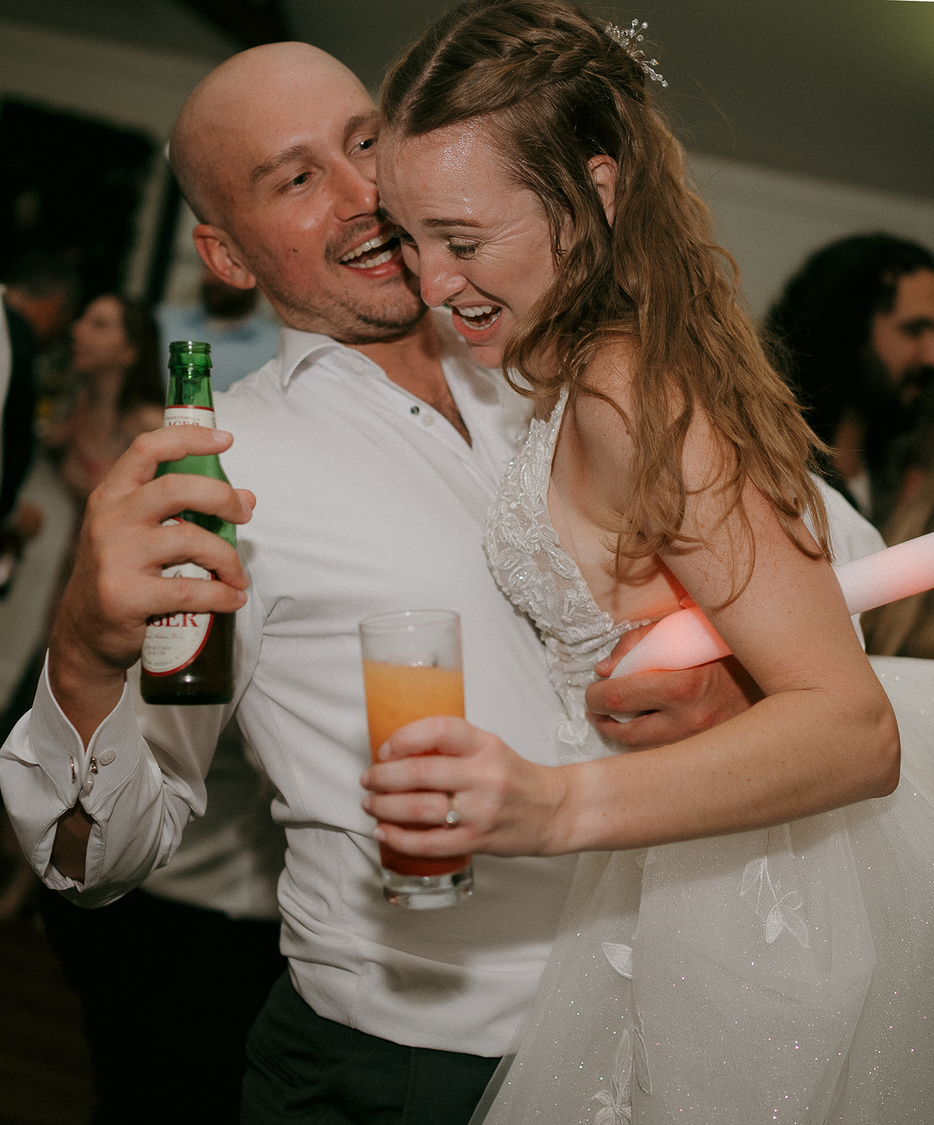 Bride and groom dancing during their wedding reception