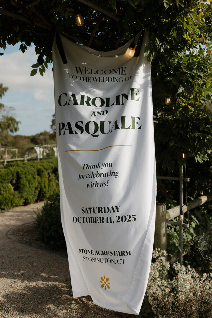 Caroline and Pasqual's wedding welcome sign.
