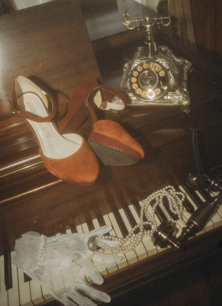 Vintage style filmy detail shot from a couples photoshoot. 